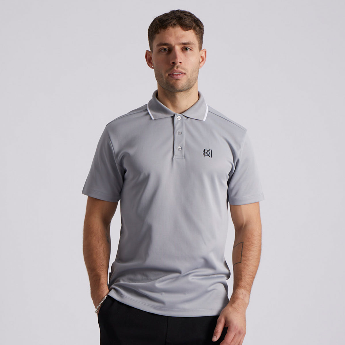 Mens Grey Golf Polo