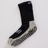 Close-up of black crew mens golf socks – reinforced heel, ribbed cuff, and breathable panels